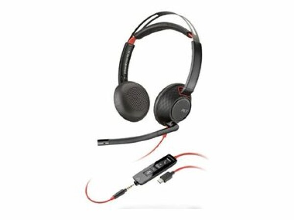 Poly Blackwire 5220 čierna / Náhlavná súprava / mikrofón / dve slúchadlá / USB-C/A / 3.5mm jack (8X231AA)