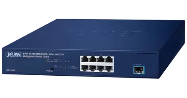 Planet switch 8x 1Gb/2,5Gb + SFP+ 10Gb / Switch / VLAN / bez ventilátora (MGS-910X)