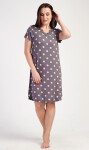 Dámska nočná košeľa s krátkym rukávom Polka dot hnědá 1XL