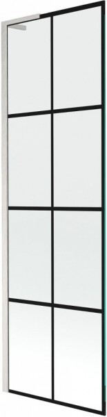 MEXEN/S - Next L vaňová zástena FIX 60 x 150, čierna vzor, nikel kartáčovaná 895-060-000-03-77-97