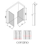 CERANO - Sprchová zástena Walk-in Crystal TL/P - 10 mm - bezvzperový systém - čierna matná, transparentné sklo- 160x130x200 CER-8050BD80822