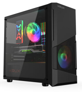 KRUX Cosmo čierna / PC skriňa / micro-ATX / mini-ITX / priehľadná bočnica / bez zdroja / dopredaj (KRX0088)