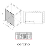 CERANO - Sprchové posuvné dvere Santoro Ľ/P - 6 mm - čierna matná, grafitové sklo - 140x195 CER-424960