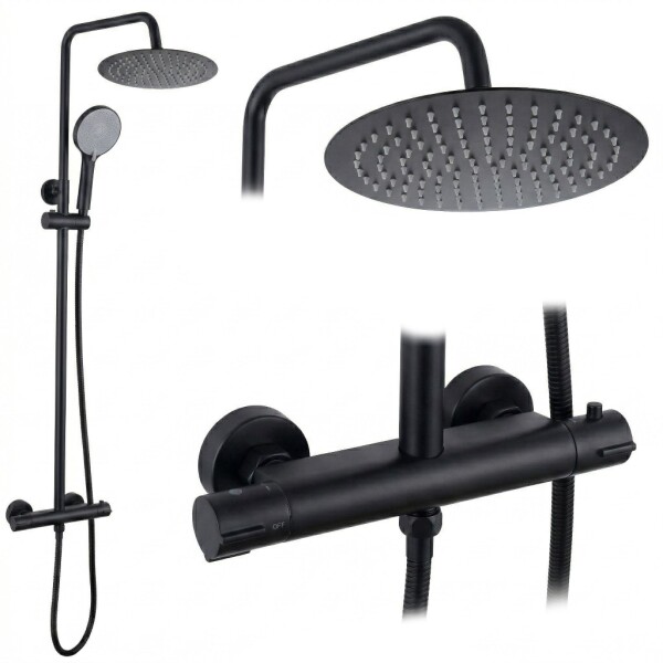 REA - Sprchová sada bez výtoku s termostatom Lungo Black REA-P6733