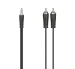 HAMA audio kábel čierna / Prepojovací kábel / 3,5 mm jack - 2× RCA / stereo / 0,75 m