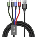 Baseus CA1T4-B01 Fast 4v1 čierna / 2x USB-C / micro USB / Lightning / 1.2m (CA1T4-B01)