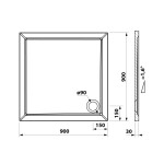 Bruckner - ELSE sprchová vanička z liateho mramoru, štvorec 90x90cm, biela 800.112.4