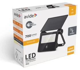 Avide LED reflektor solárny s PIR čidlom / Vonkajšie svietidlo / 700 lm / akumulátor a solárny panel (ASOLFLNW-18-CMSP-PIR)