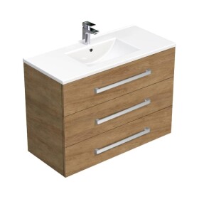 Kúpeľňová skrinka s umývadlom SAT Cube Way 100x76,5x46 cm dub Hickory CUBE461003DHMOD CUBE461003DHMOD