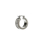 GUESS náušnice Silver-Tone Rhinestone Logo Hoop Earrings Strieborná