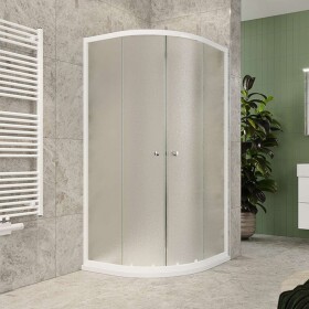Mereo Sprchovací kút, Kora Lite, štvrťkruh, R 550, zasúvací, 90x90 cm, biely ALU, sklo Grape CK35121Z