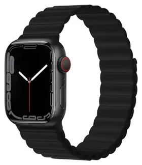 Devia Deluxe Sport 3 44/45/46mm čierna / Remienok pre Apple Watch / Silikónový / Magnetické uchytenie (6938595364846)