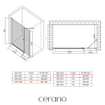 CERANO - Sprchové krídlové dvere Antelo s pevnou časťou L/P - 6 mm - chróm, transparentné sklo - 120(90+30)x190 CER-435842