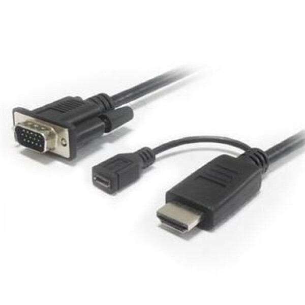 PremiumCord Káblový prevodník HDMI na VGA s napájacím micro USB konektorom / čierny (8592220013011)