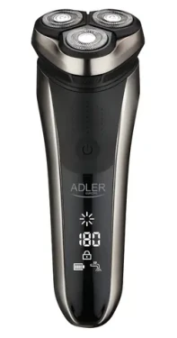 Adler AD 2933 sivá / Rotačný holiaci strojček / 3 hlavice / 180 min / IPX7 / USB-C / LCD (AD 2933)