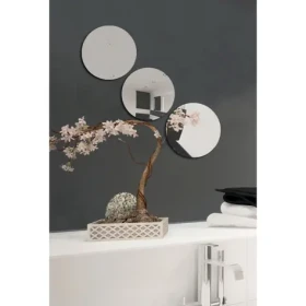MSV sada 3 lepiacich okrúhlych zrkadiel / sklo / priemer 15 cm (3700703957157)