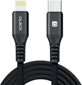 Quick USB-C - Lightning kábel čierna / Kábel / 1,5 m / USB-C (M) / Lightning (M) (4752168141229)