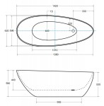BESCO - Voľne stojaca vaňa GOYA (SALERMO) - Farba - Čierna / biela, Rozmer vane - 142 × 62 cm VANSAL14BW