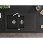 MEXEN - Matias žula drez 1,5-misa drez s vypúšťaním krátky odkvapkávač 900x505 mm, čierna / kovové zlato 6502901505-75