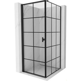 MEXEN/S - Mist-B sprchovací kút dvere krídlové ľavá 100 x 100, čierna kratka, čierna 8A2T-100-100-70-77-L