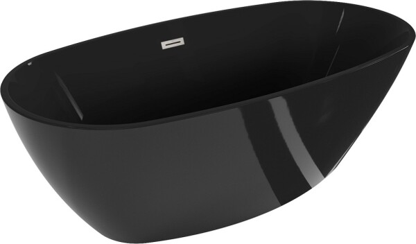 MEXEN/S - Eris voľne stojaca vaňa 170 x 80, čierna, sifón a prepad nikel kartáčovaná 53441708070-97