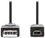 Nedis USB kábel USB-A - Mini-B 5pin čierny / Kábel USB / USB 2.0 / 1 m (CCGL60300BK10)