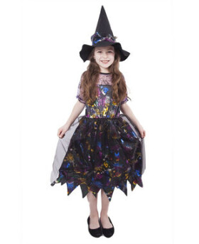 Rappa Detský kostým čarodejnice - Halloween (M) farebná