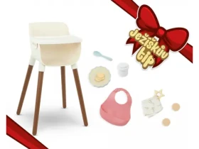 LullaBaby Stolička jedálenská pre bábiky s doplnkami