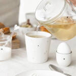 Bastion Collections Keramický latte hrnček White / Hearts natural 240 ml