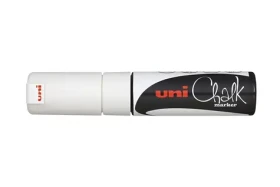 Uni Chalk Marker PWE-8K biela / Popisovač / plochý hrot / stopa 1,8-2,5 mm / na sklo (186401)