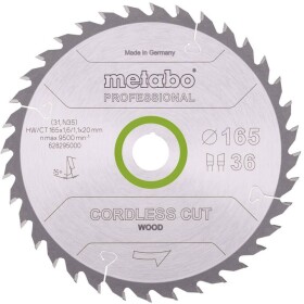 Metabo CORDLESS CUT WOOD 628295000 pílový kotúč 165 x 20 x 1.1 mm Počet zubov (na palec): 36 1 ks; 628295000