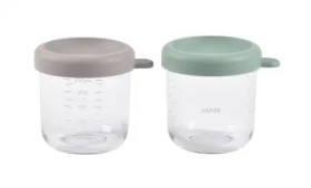 Beaba Tégliky na jedlo sklenené 2x 250 ml Green Grey (914011BB)