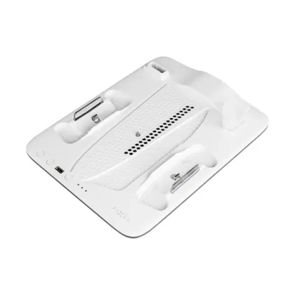 FIXED Multifunkčná stanica pre PlayStation 5 (Slim) s vetrákmi a nabíjaním pre dva ovládače DualSense čierno-biela (FIXPS5S-MCS-BW)