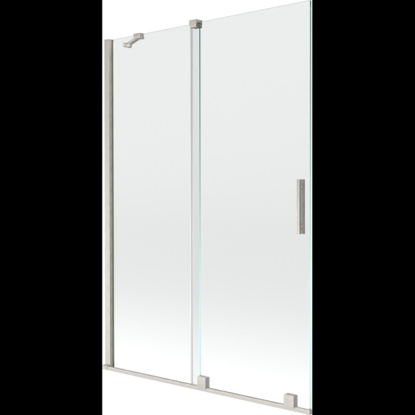 MEXEN/S - Velár dvojkrídlová posuvná vaňová zástena 120 x 150, transparent, nikel kartáčovaný 896-120-000-01-97