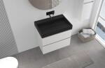 CERANO - Kúpeľňová skrinka Velora - biela matná, úchytka chróm + umývadlo z lit. mramoru Vita - čierna matná - 70x63x46,5 CER-8050BD83993