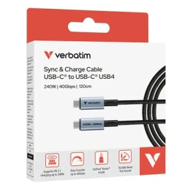Verbatim Sync Charge USB-C na USB-C 120cm čierna / Nabíjací a dátový kábel / 240W / 40 Gbps / USB4 / PD 3.1