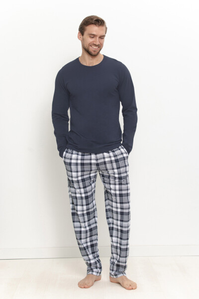 3664 Pánske dlhé pyžamo DANTE M–2XL tmavě modrá XL