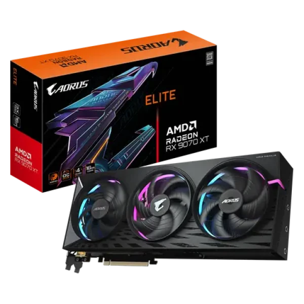 GIGABYTE AORUS Radeon RX 9070 XT ELITE 16GB / 3100 MHz / 16GB GDDR6 / 256-bit / 2x HDMI + 2x DP / 700W (8+8+8) (GV-R9070XTAORUS E-16GD)