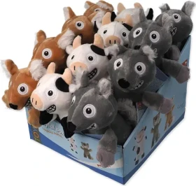 DOG FANTASY Hračka Playful Box Laughing plyšové zvieratká pískacie / Box 18 ks / 29 cm / mix farieb (454-307010)
