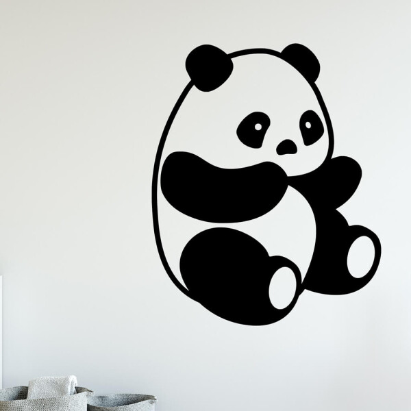 Veselá Stena Samolepka Roztomilá panda Farba: čierna, Veľkosť: 40 x 32 cm