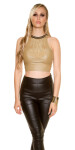 Sexy KouCla Crop Top leather look with deco chain