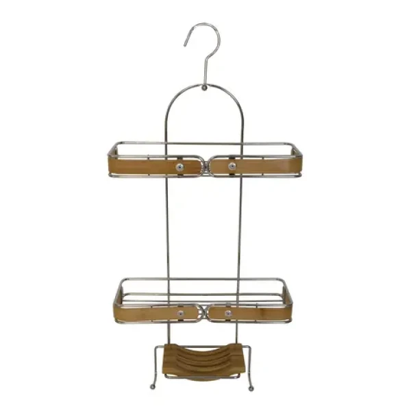 Spirella BAMBOU / Závesná polička / bambus / chrómovaná oceľ / 27 x 10,8 x 55,8 cm