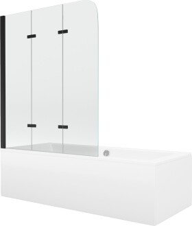 MEXEN/S - Cube obdĺžniková vaňa 170 x 80 cm s panelom + vaňová zástena 120, transparent, čierna 550517080X9012037000