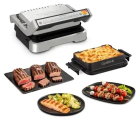 TEFAL Optigrill GC774D30 4v1 čierna, strieborná / Elektrický gril / 2100 W / 9 programov / snímateľné dosky (GC774D30)