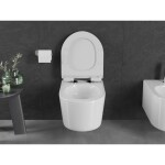 MEXEN/S - Sofia Závesná WC misa Rimless Tornado vrátane sedátka s slow slim, duroplast, biela lesk 30540100T
