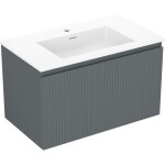 MEXEN/S - Rivel kúpeľňová skrinka 80 cm s umývadlom Otis, 1 šuplík, reliéf, grafit mat/biela mat 91A20-08047-1-BF66-W18M01