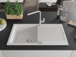 MEXEN/S MEXEN/S - Leo granitový drez 1 s odkvapkávačom vrátane batérie Flora, biela 6501-20-670401-00