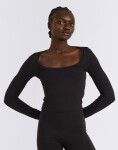 Organic Basics Everyday Scoop Neck Long Sleeve Tee Black XS
