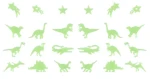 Svietiaca dekorácia na stenu Dinosaury 24 ks (mix) / plast / svietiaca v tme / pre detskú izbu (T51469)