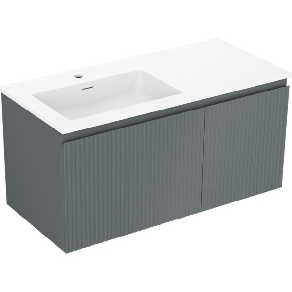 MEXEN/S - Rivel kúpeľňová skrinka 100 cm s umývadlom Otis ľavá, 1S, 1D, reliéf, grafit mat/biela mat 91A23-10047-3-BBFF66-W18L01